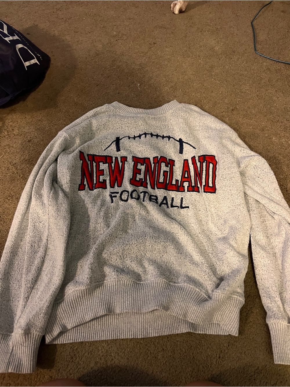 Cowlneck New England Football Sweater - Light Gray